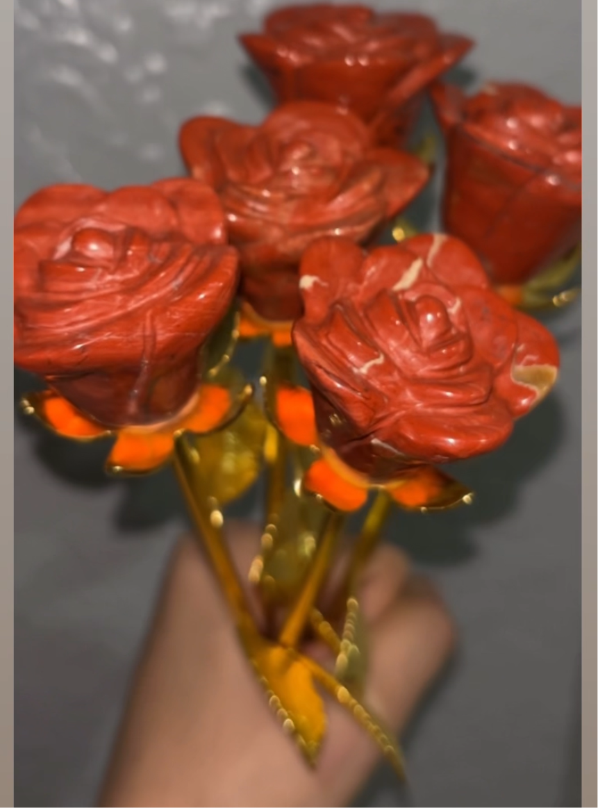Red Jasper Forever roses Gold